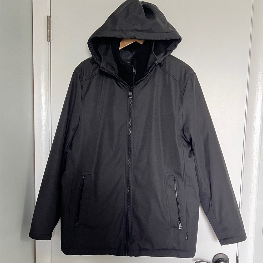 Calvin Klein Men's Charcoal Hooded Raincoat